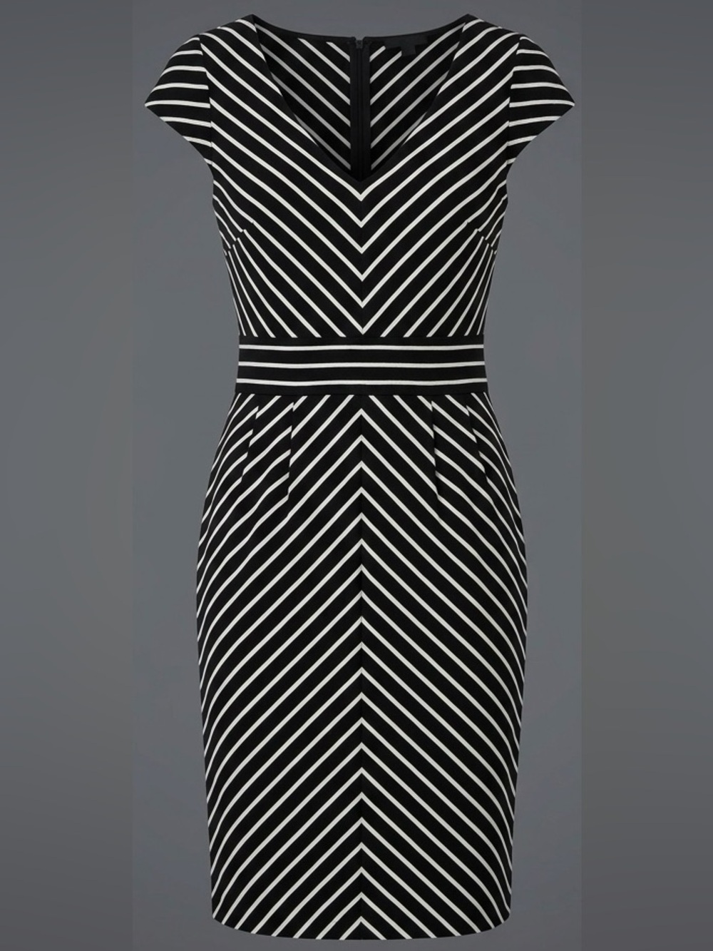 Jacob Black & White Chevron Stripe Ponte Dress – Size XS
